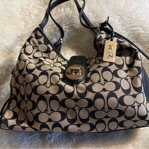 Coach Black and Tan Shoulder Bag with Elegant Design